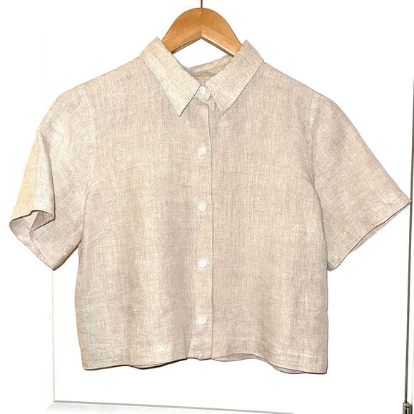 Wilfred linen shirt, natural light tan, size small. - Picture 1 of 6